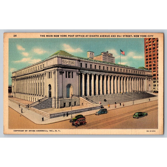 New York City NY Post Office Eighth Ave & 31st St White Border Postcard