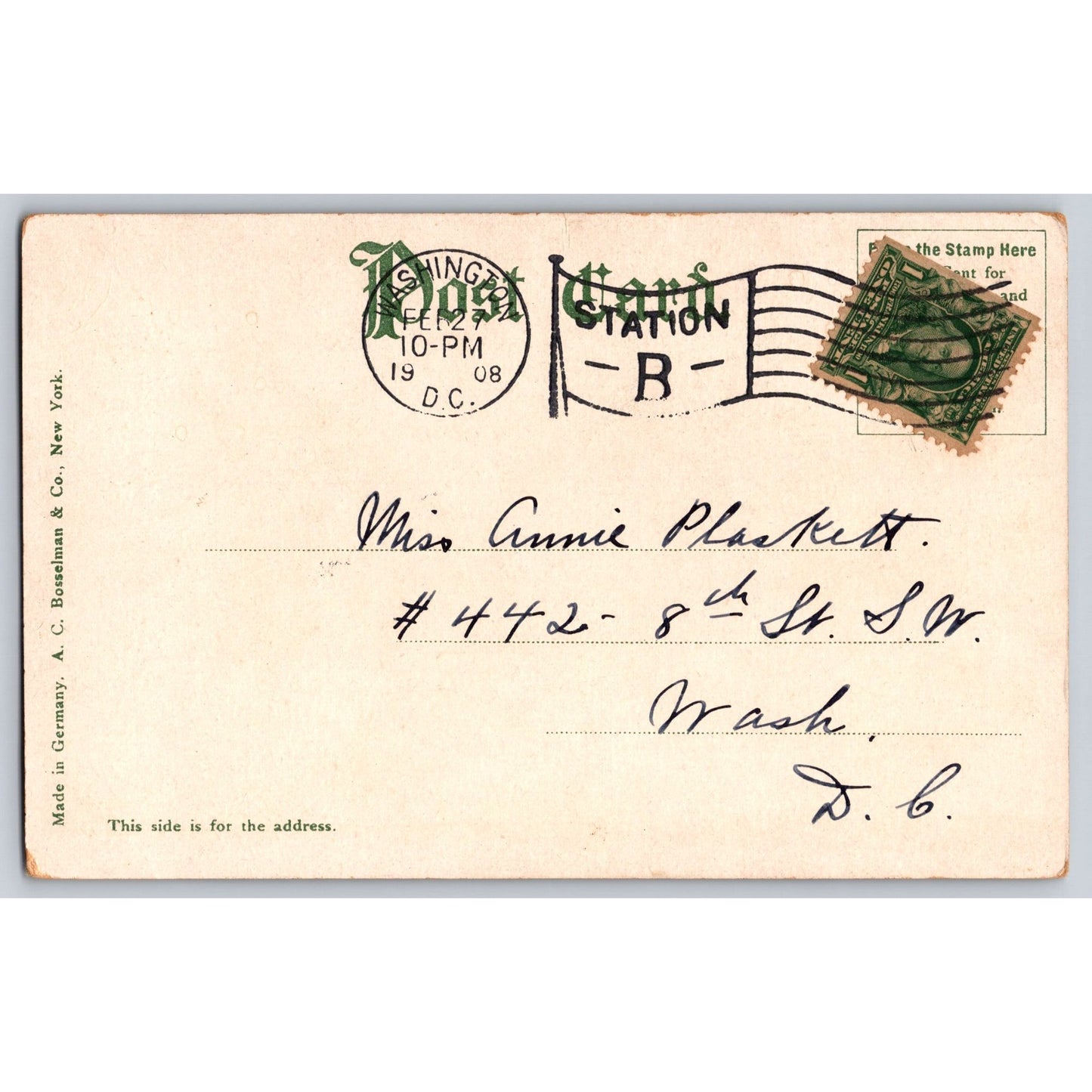 Boston MA Massachusetts Faneuil Hall 1908 Undivided Back Postcard Used