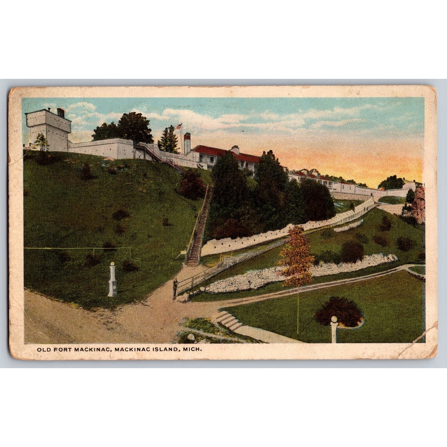 Mackinac Island MI Michigan Old Fort Mackinac 1911 Divided Back Postcard Used