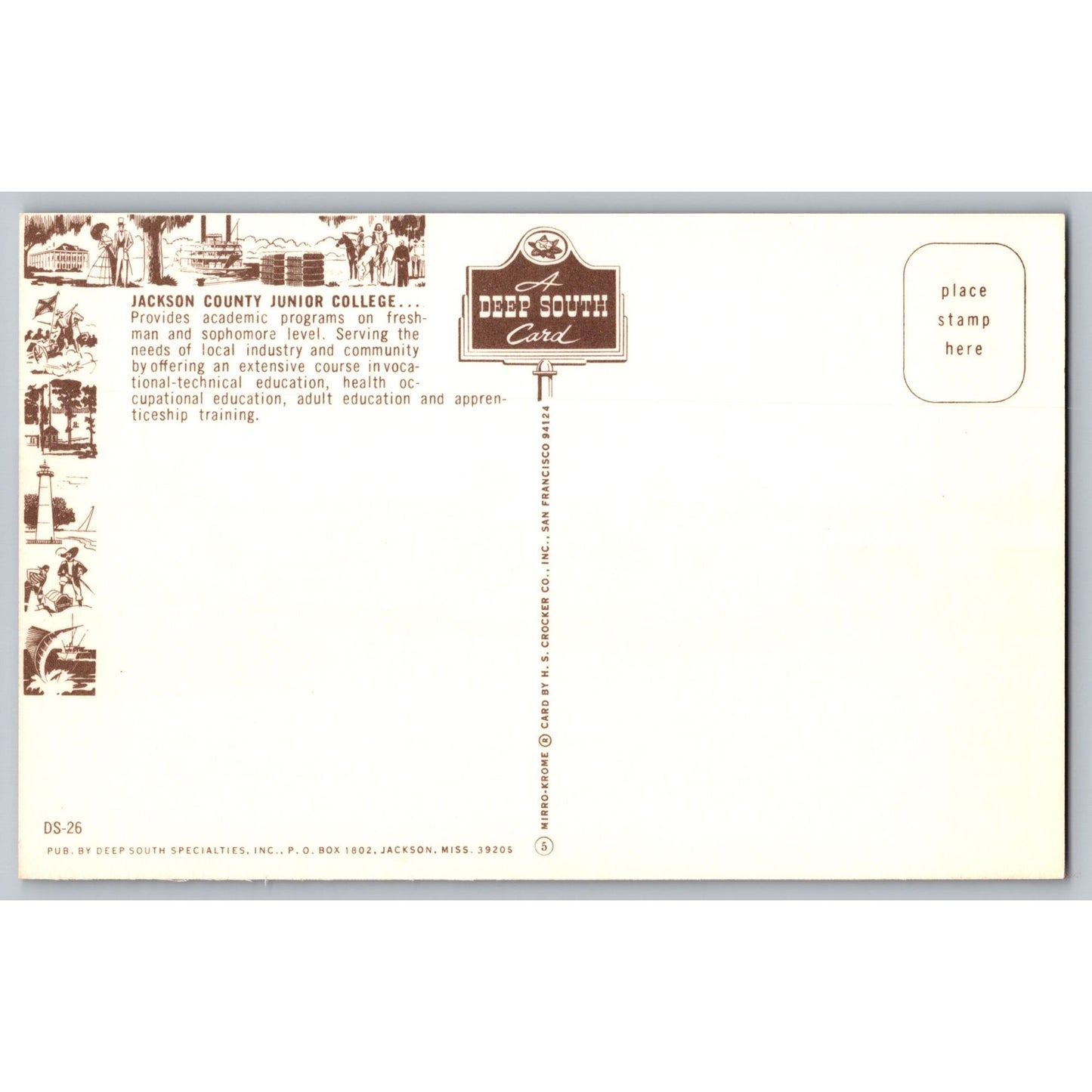 Jackson MS Mississippi Jackson County Junior College Chrome Postcard Unused
