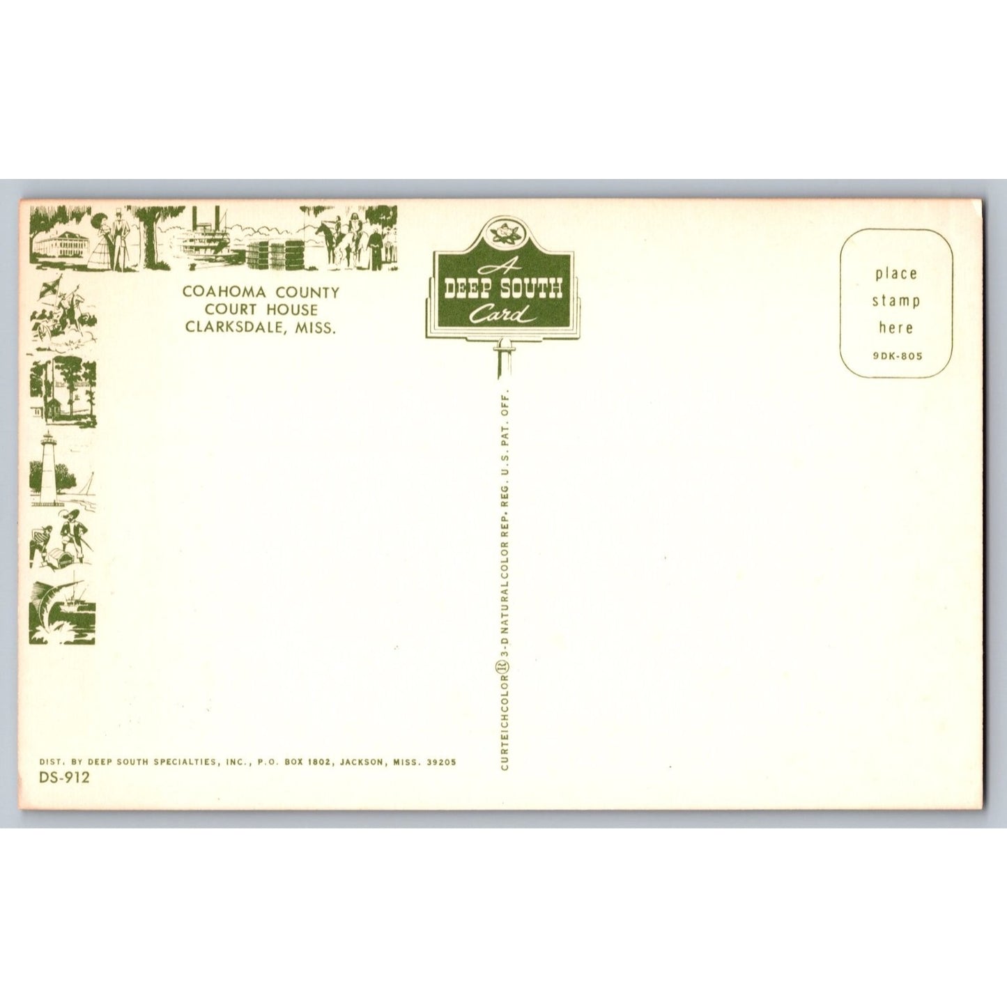 Clarksdale MS Mississippi Coahoma County Court House Chrome Postcard Unused