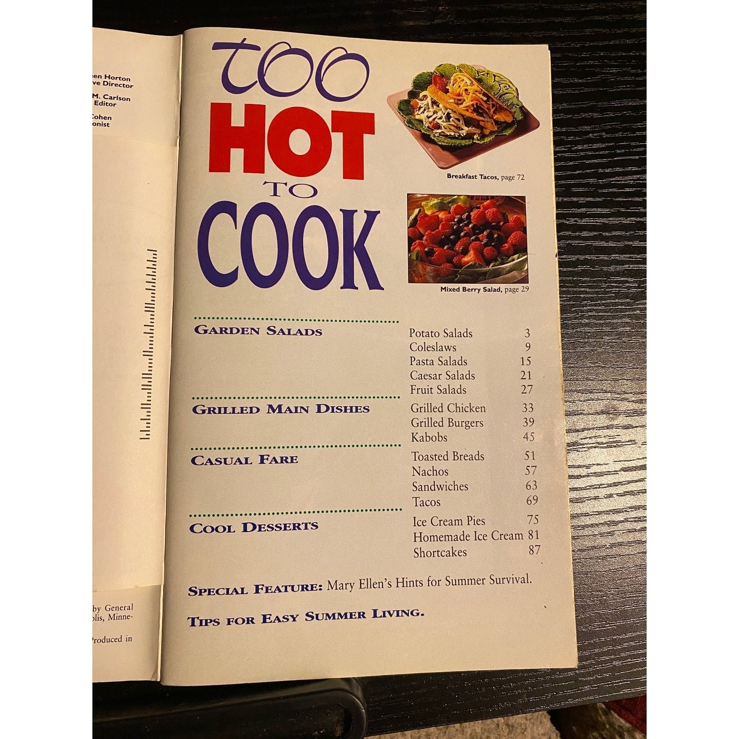 Cookbook Booklet  Betty Crocker Aug 1994 #95 Too Hot to Cook General Mills