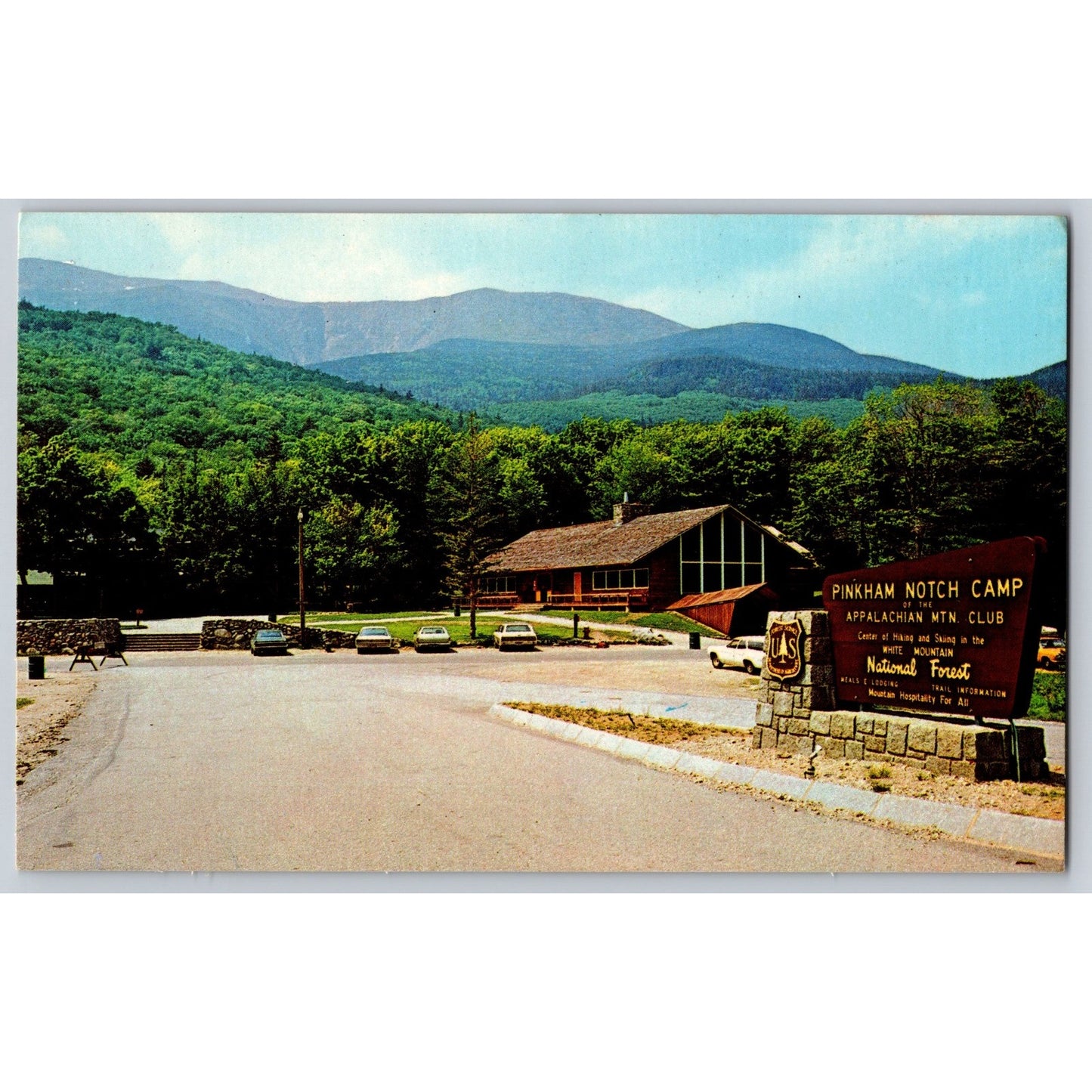 Pinkham Notch NH New Hampshire AMC Hut Mt Washington White Mountain Postcard