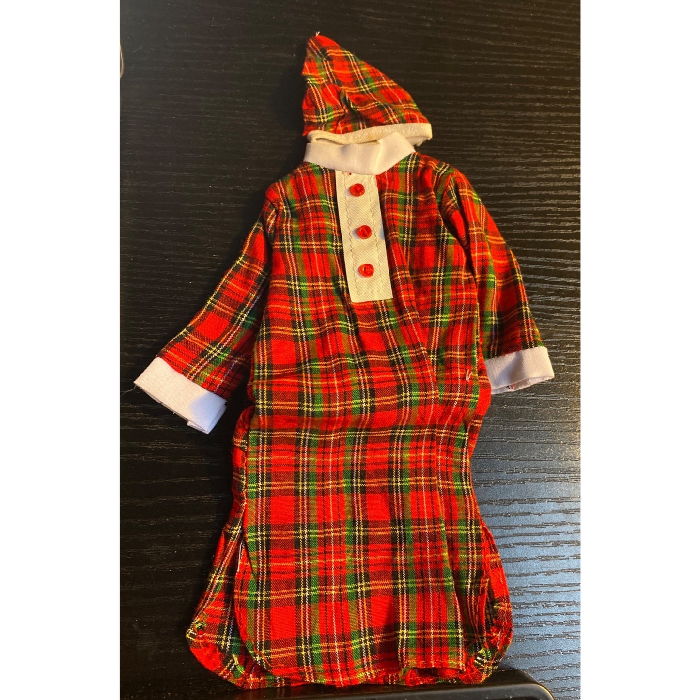 Barbie Fashion Doll Vintage Red Plaid Doll Nightgown with Hat & Button Details