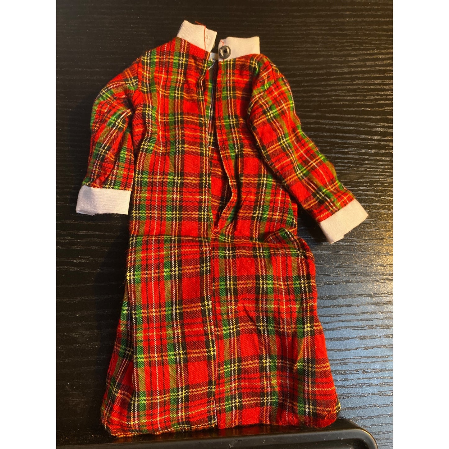 Barbie Fashion Doll Vintage Red Plaid Doll Nightgown with Hat & Button Details