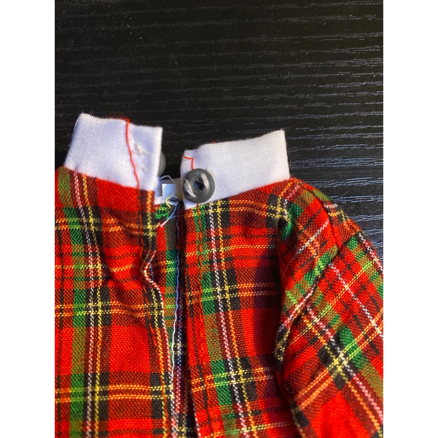 Barbie Fashion Doll Vintage Red Plaid Doll Nightgown with Hat & Button Details