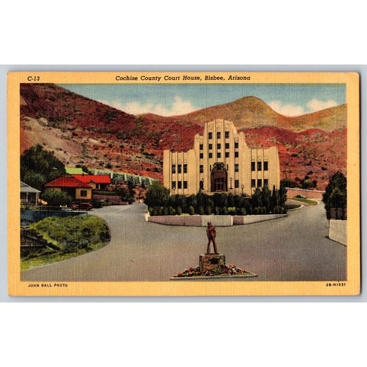 Bisbee AZ Arizona Cochise County Court House Linen Postcard Unused
