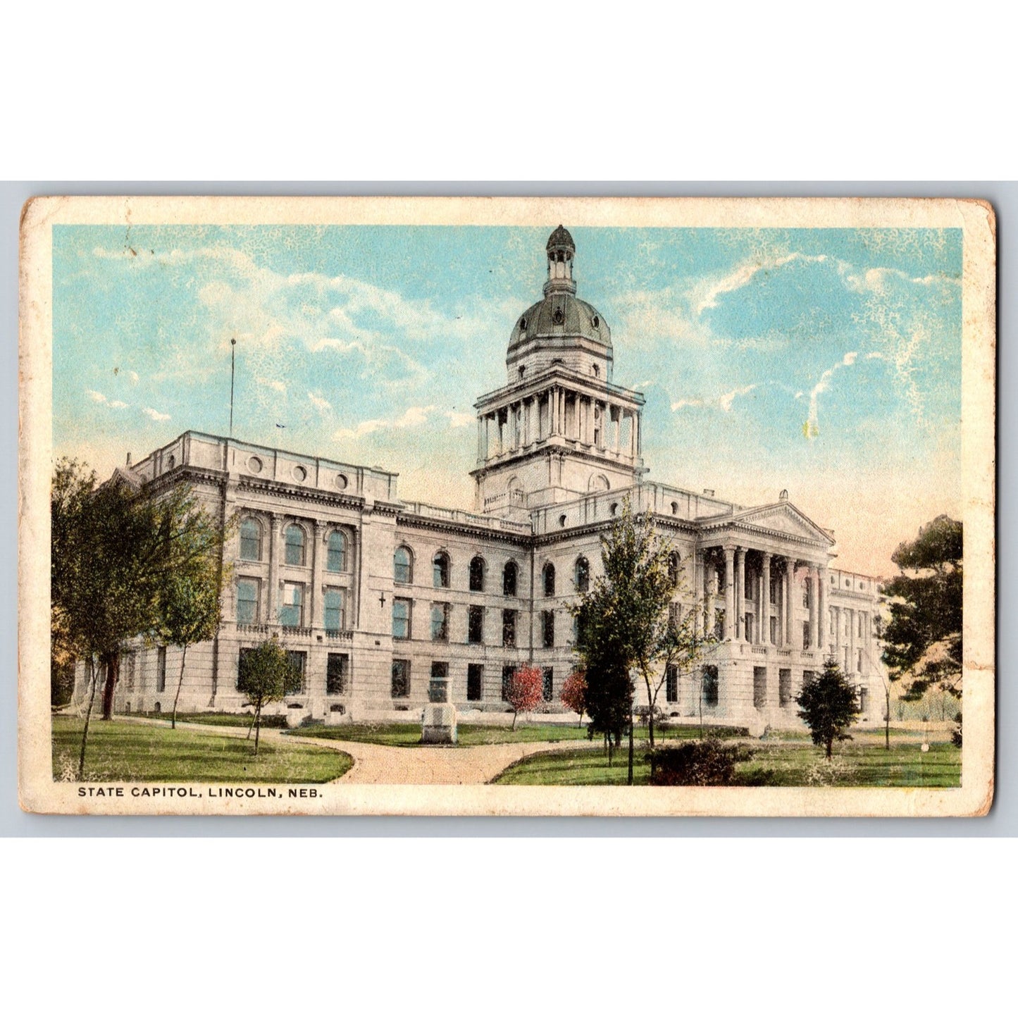 Lincoln NE Nebraska State Capitol White Border Postcard 1910