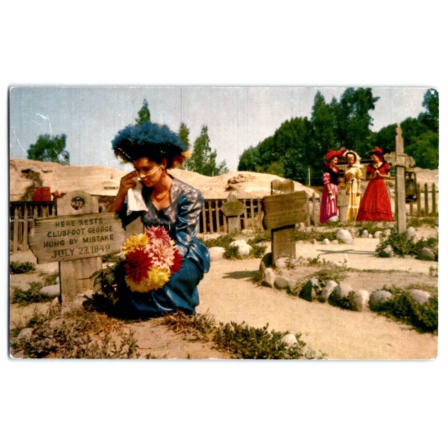 Ghost Town CA California Knott's Berry Farm Mourners Boot Hill Chrome Postcard