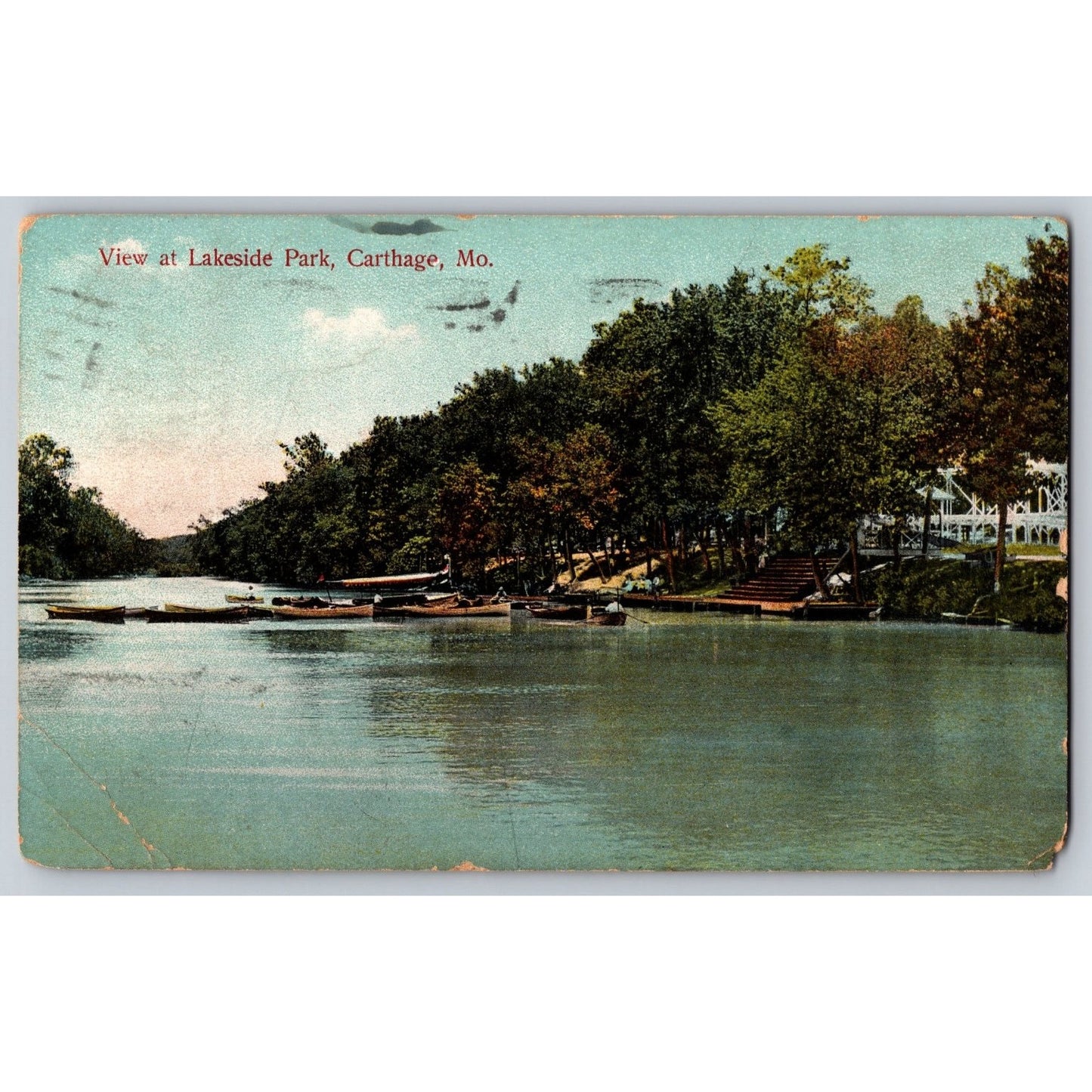 Carthage MO Missouri Lakeside Park Scenic View 1910 Divided Back Postcard Used