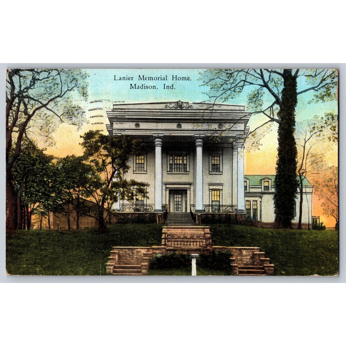 Madison IN Indiana Lanier Memorial Home 1938 Divided Back Postcard Used