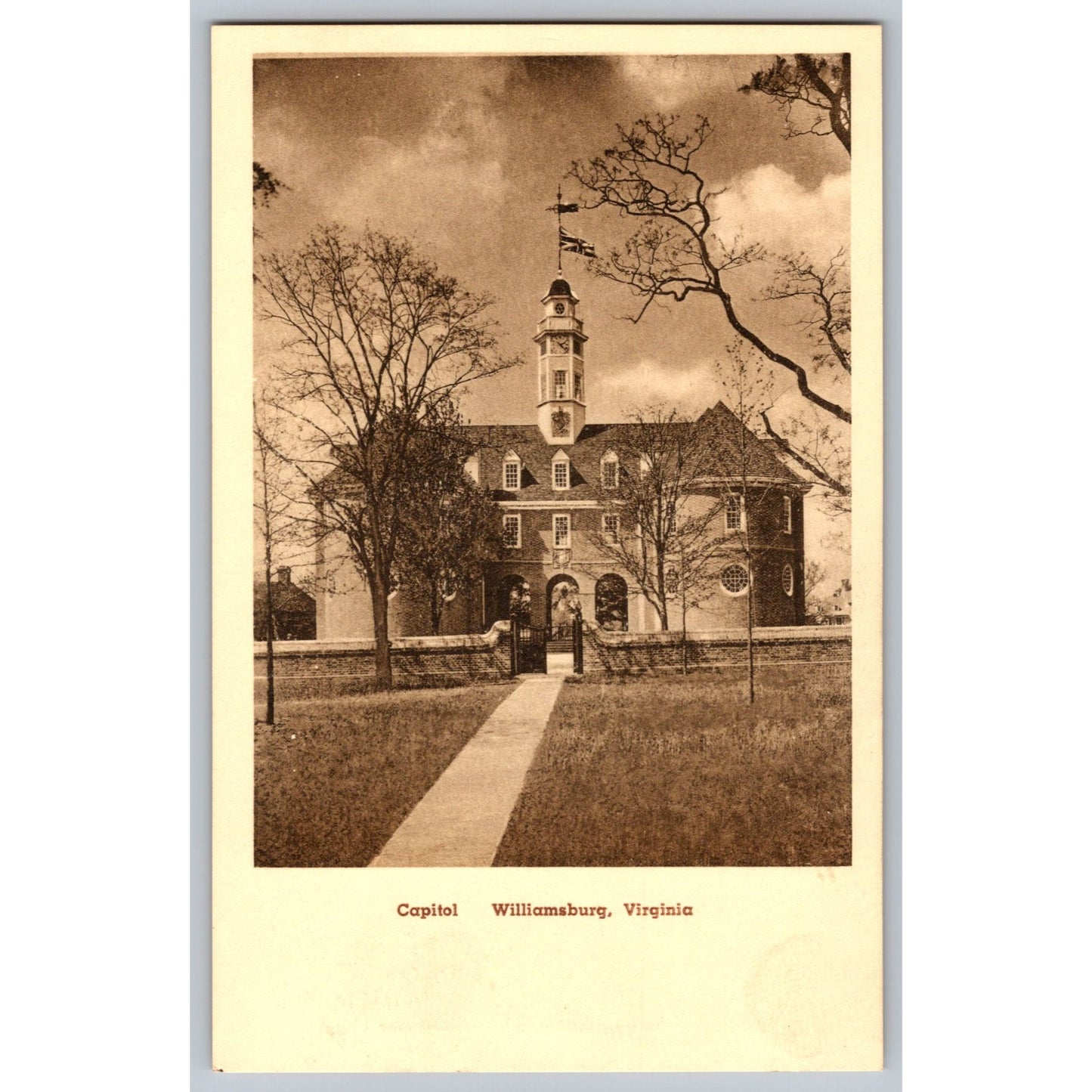 Williamsburg VA Virginia Capitol Sepia Architecture Postcard Unused