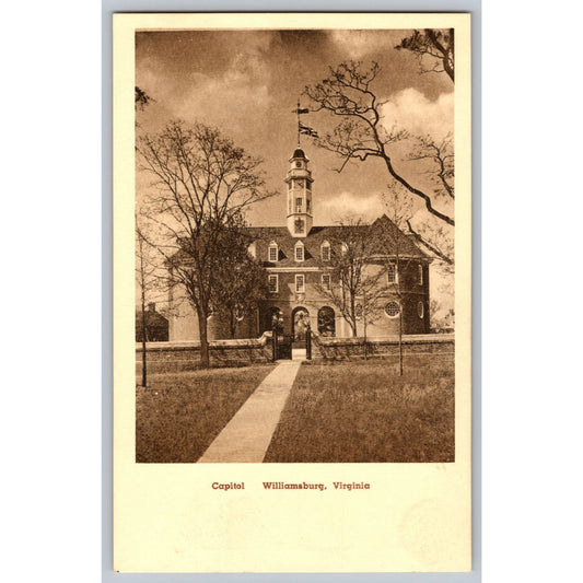 Williamsburg VA Virginia Capitol Sepia Architecture Postcard Unused