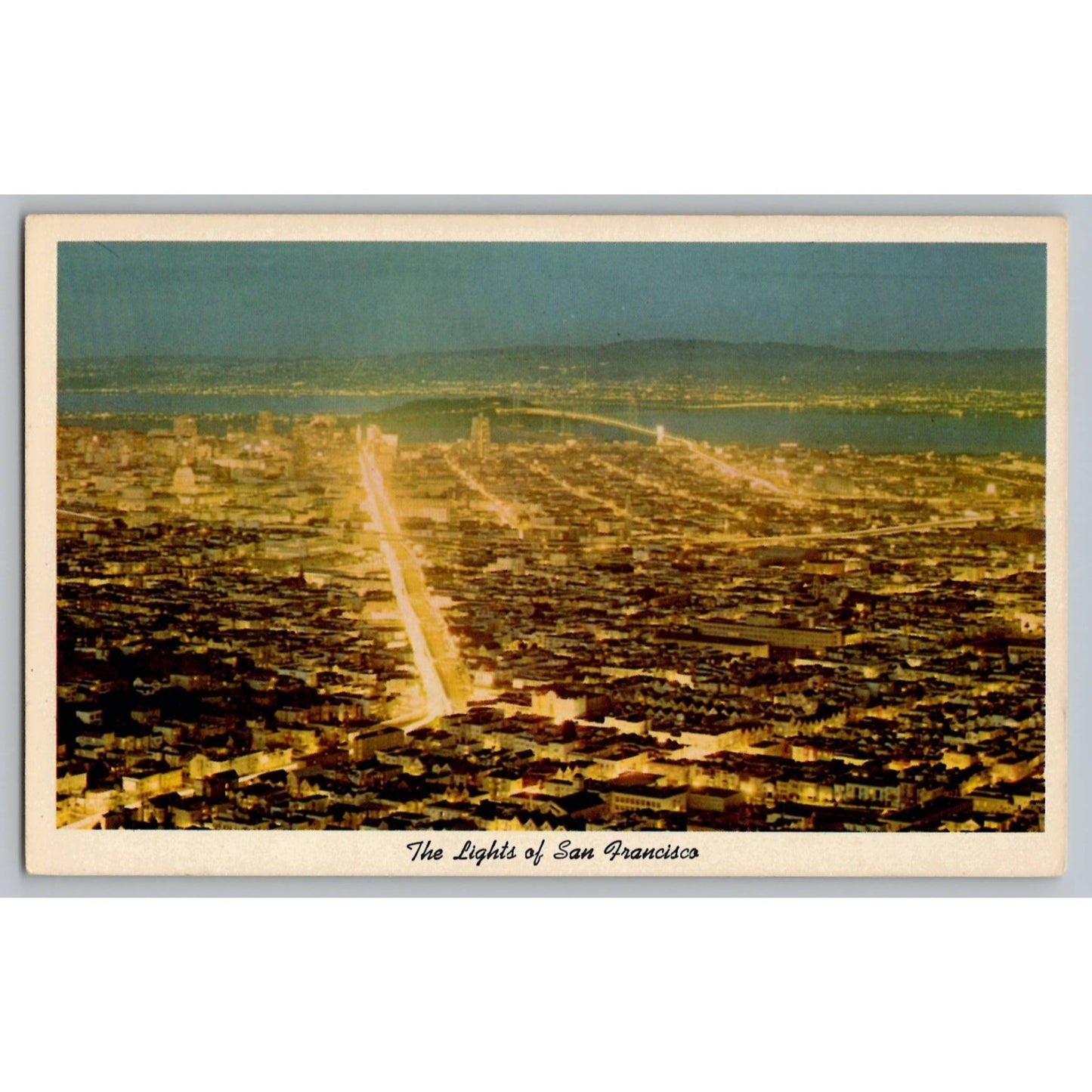 San Francisco CA California The Lights at Night Chrome Postcard Unused