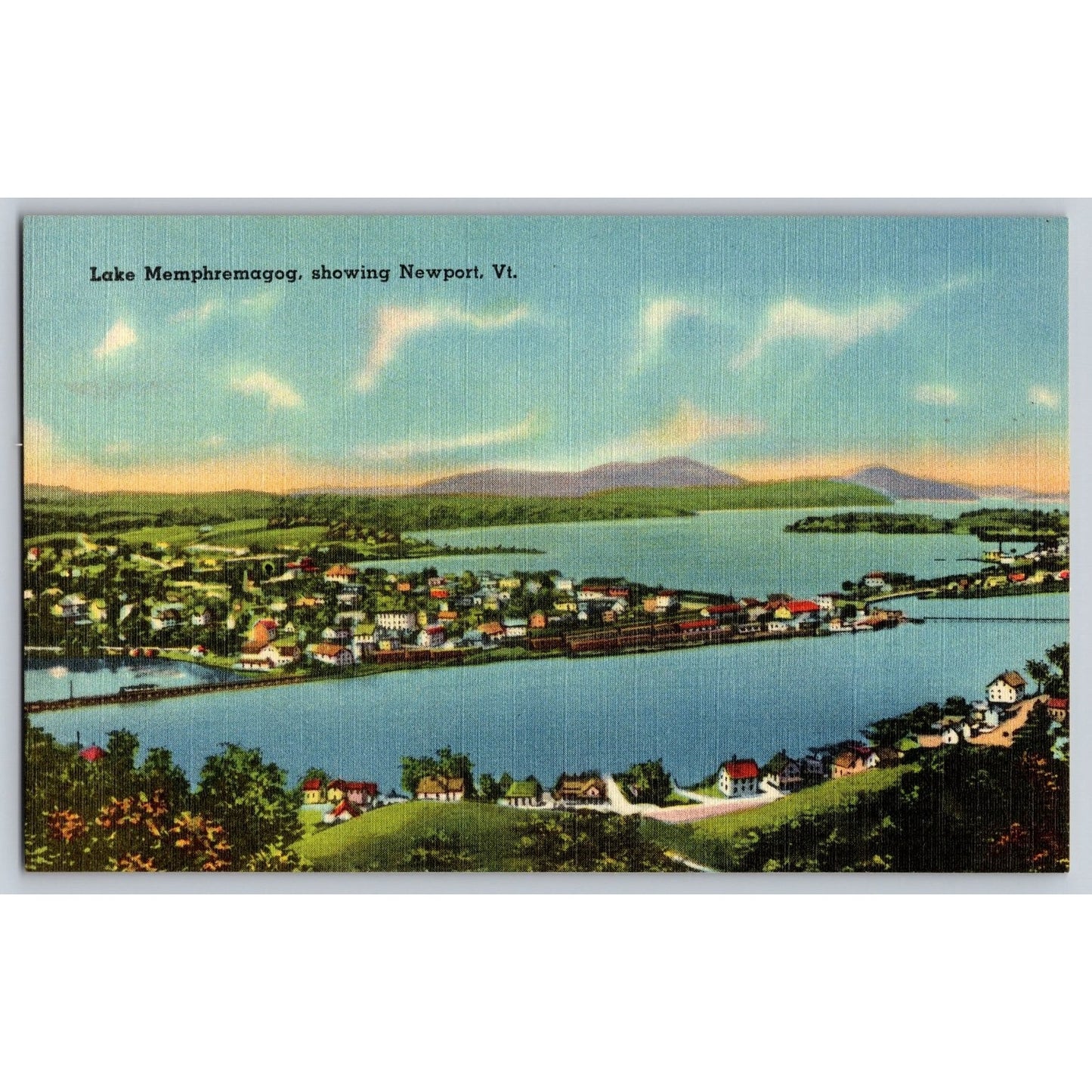 Newport VT Vermont Lake Memphremagog Linen Postcard Unused Tichnor Bros
