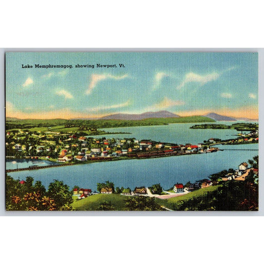 Newport VT Vermont Lake Memphremagog Linen Postcard Unused Tichnor Bros