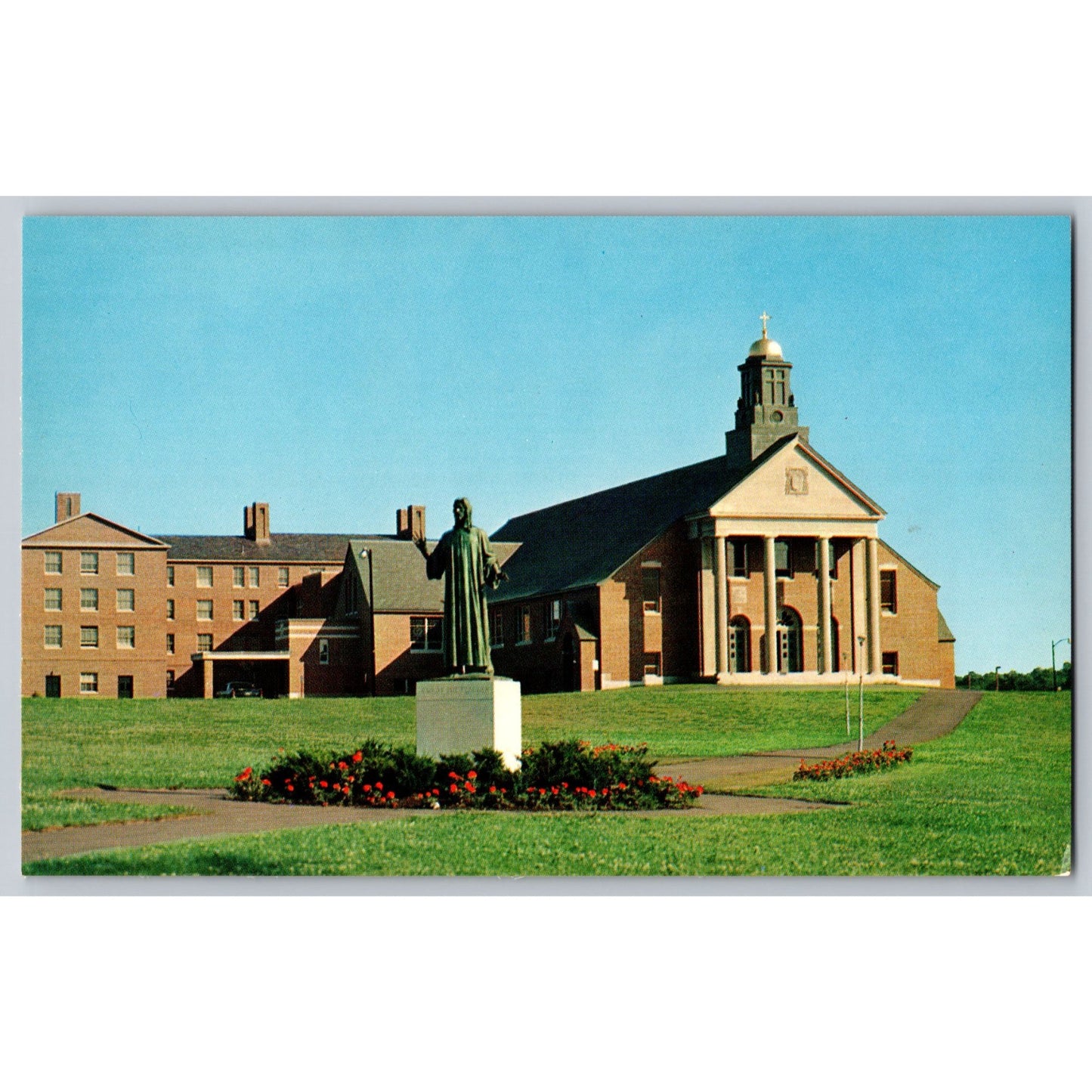 North Andover MA Massachusetts Merrimack College Chapel Statue Postcard