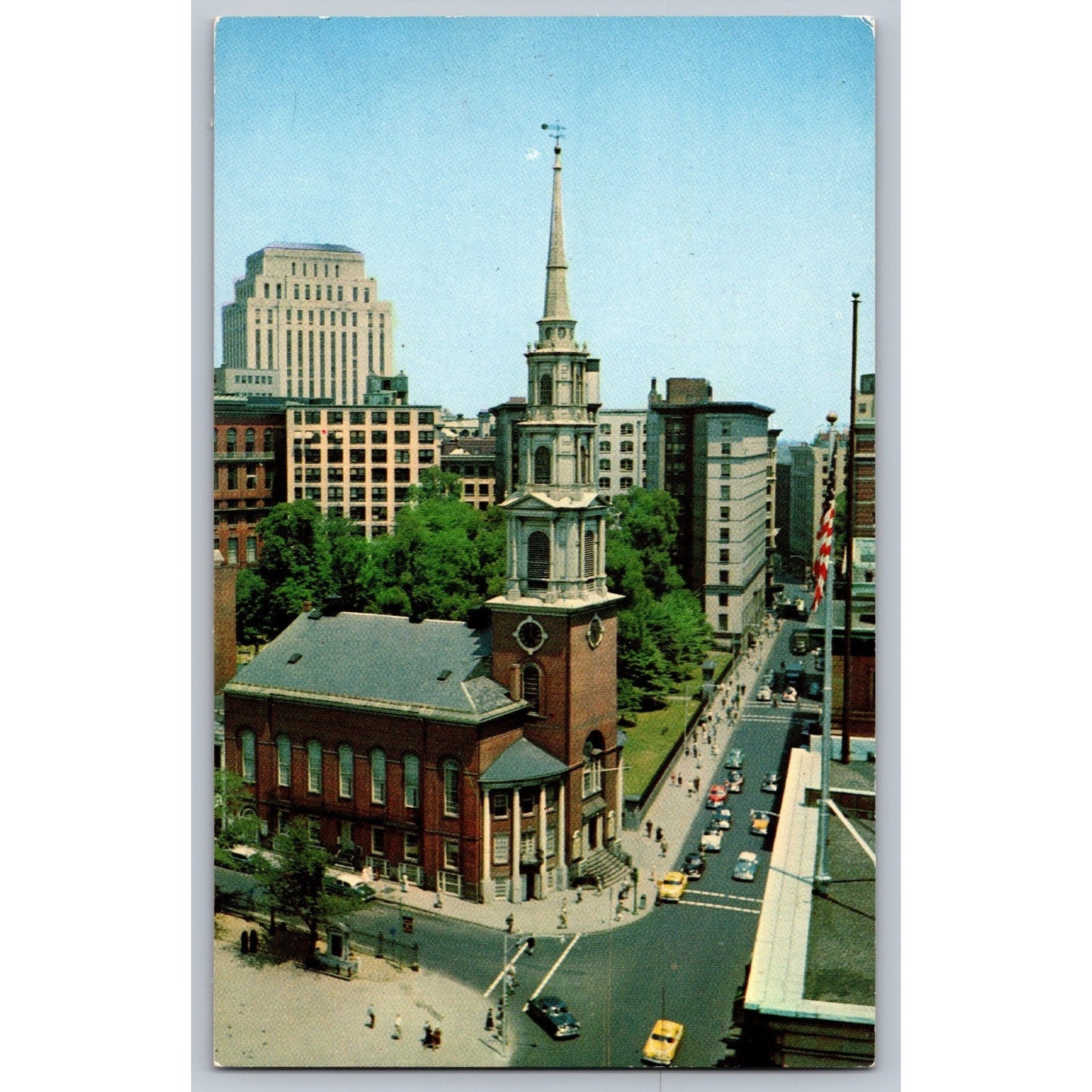 Boston MA Massachusetts Brimstone Corner Park Street Church Chrome Postcard
