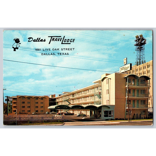 Dallas TX Texas Travelodge Hotel 1960s Chrome Postcard Unused