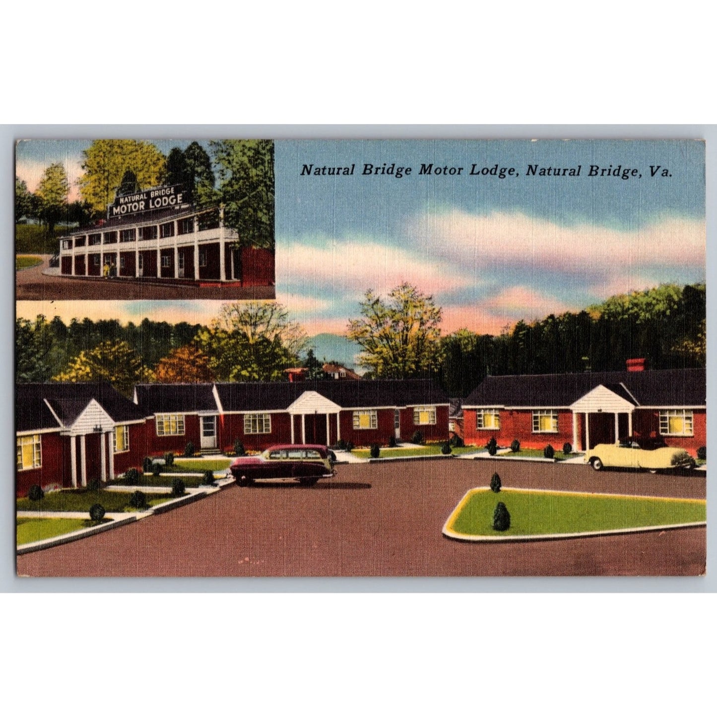 Natural Bridge VA Virginia Motor Lodge Linen Postcard