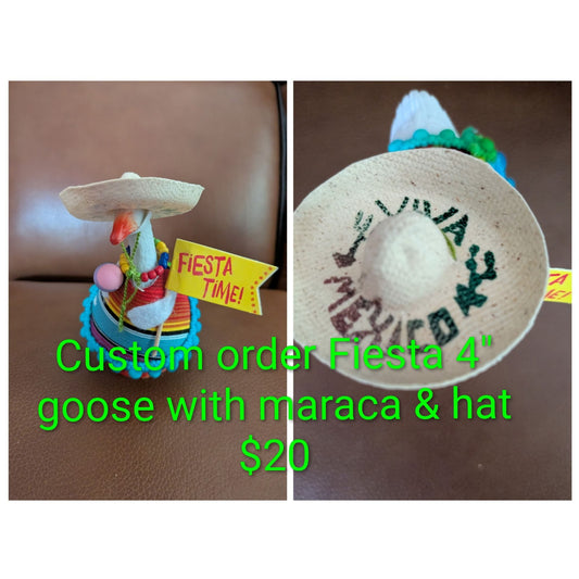 Custom Order - Fiesta Theme - 4" Goose Figurine With Handcrafted Outfit For Home Or Office Décor