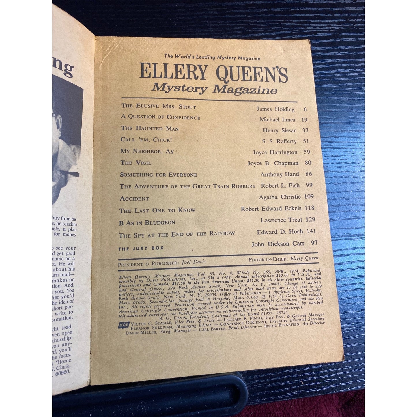 Ellery Queen's Mystery Magazine April 1974 Agatha Christie Michael Innes