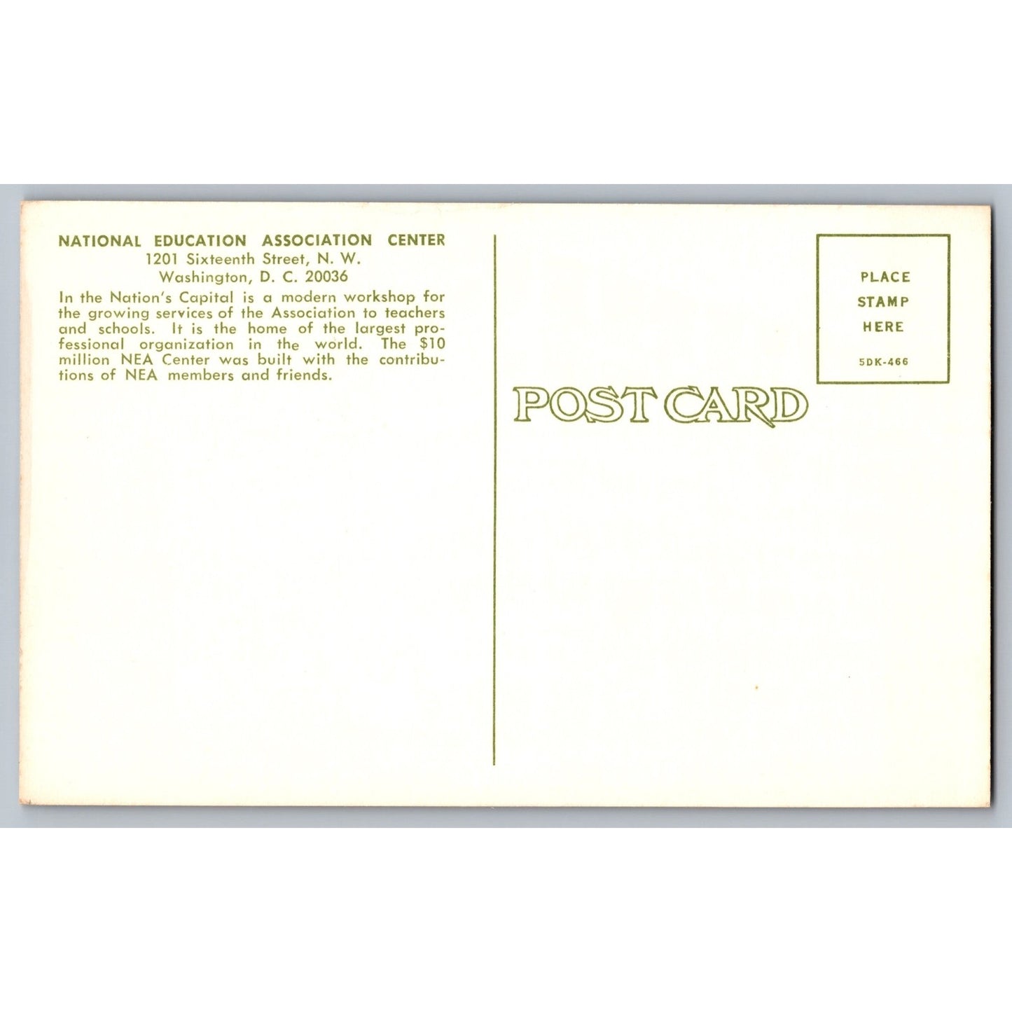 Washington DC National Education Association Center Chrome Postcard Unused
