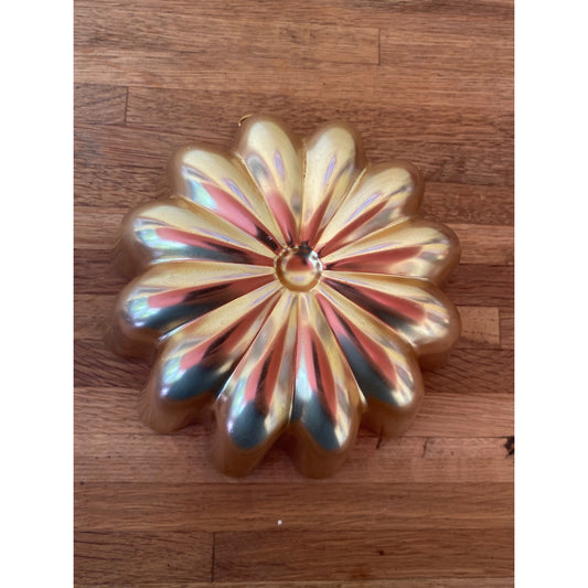 Vintage Round Copper Fluted Jello Mold 3.5 Cups Daisy Kitchen Decor Baking