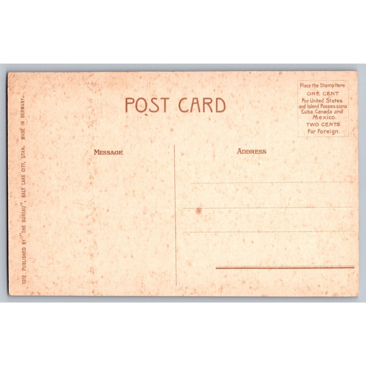 Salt Lake City UT Utah Mormon Tabernacle Early 1900s Divided Back Postcard