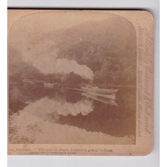 Loch Katrine Scotland Stereoview Underwood & Underwood Victorian Steamship
