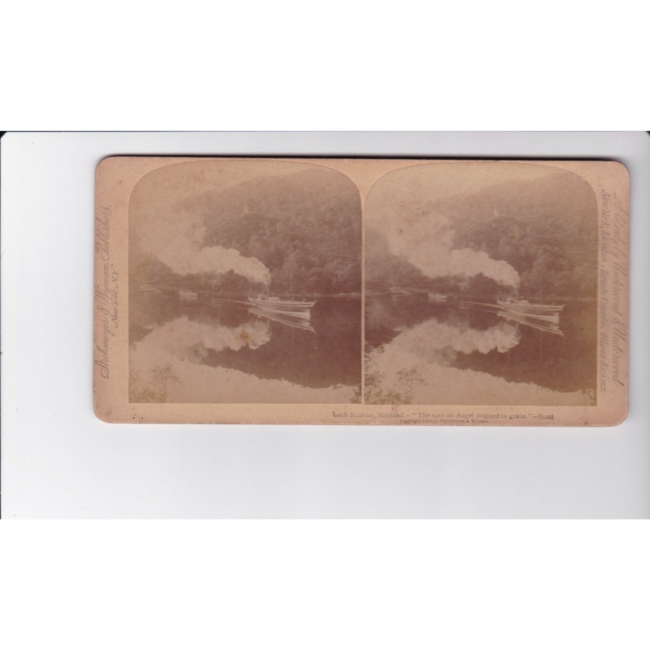 Loch Katrine Scotland Stereoview Underwood & Underwood Victorian Steamship