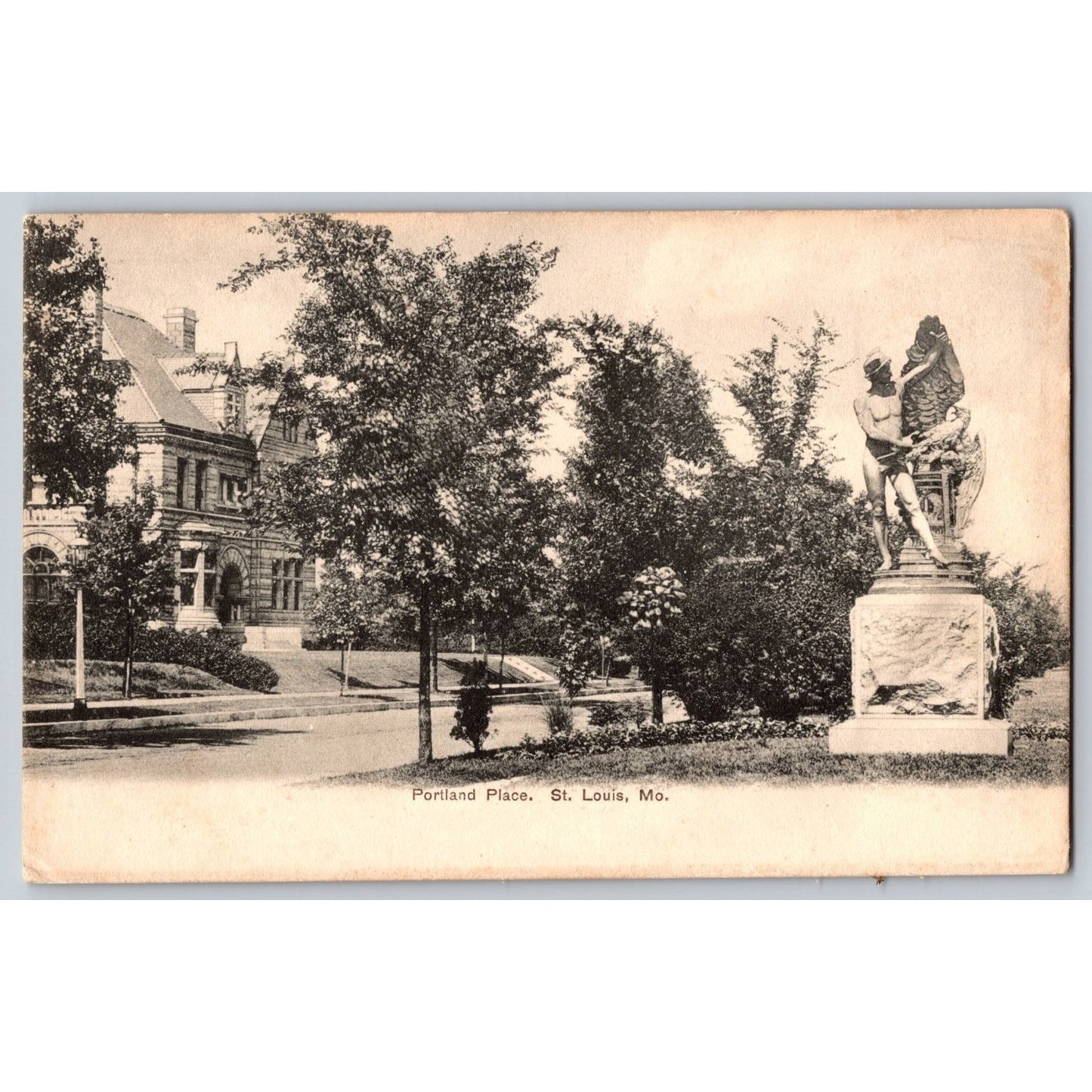 St Louis MO Missouri Portland Place Statue Early 1900s Undivided Back Postcard