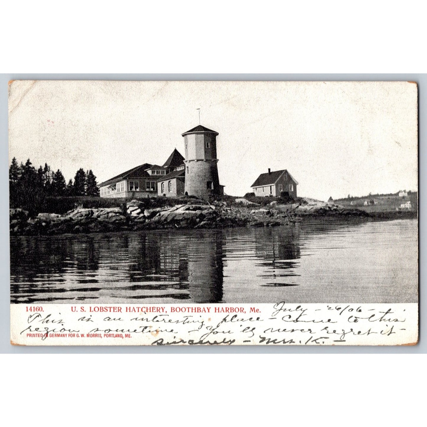Boothbay Harbir ME Maine US Lobster Hatchery 1906 Undivided Back Postcard Used
