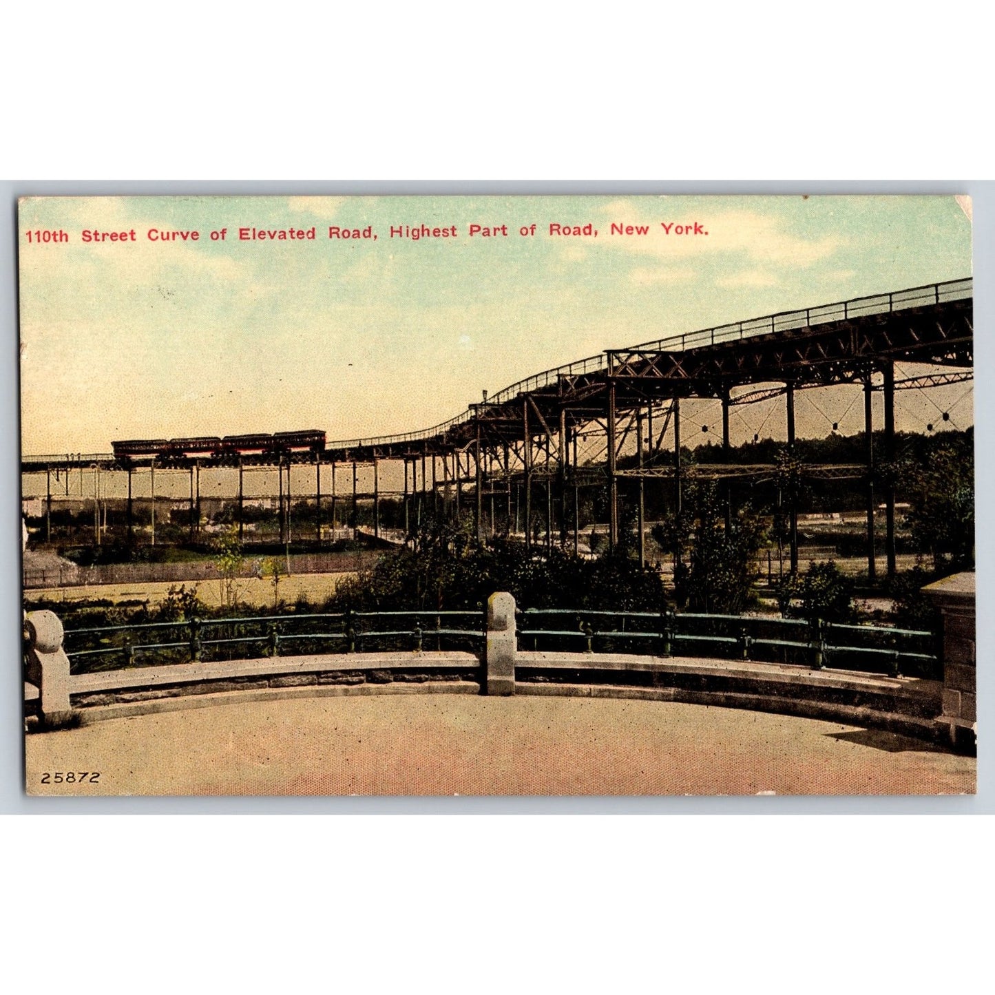 New York City NY 110th Street Elevated Road Curve Scenic View 1910 Postcard