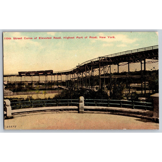 New York City NY 110th Street Elevated Road Curve Scenic View 1910 Postcard