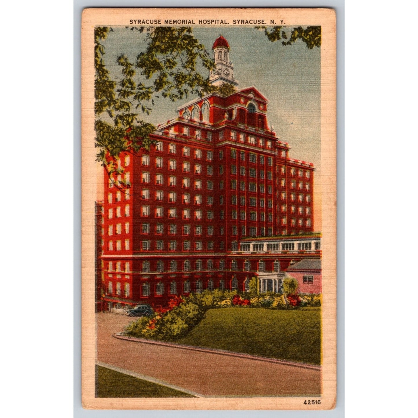 Syracuse NY New York Memorial Hospital 1930s Linen Postcard Unused