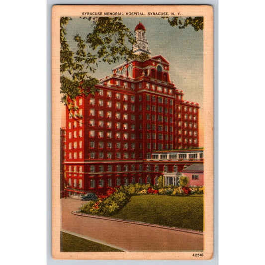 Syracuse NY New York Memorial Hospital 1930s Linen Postcard Unused