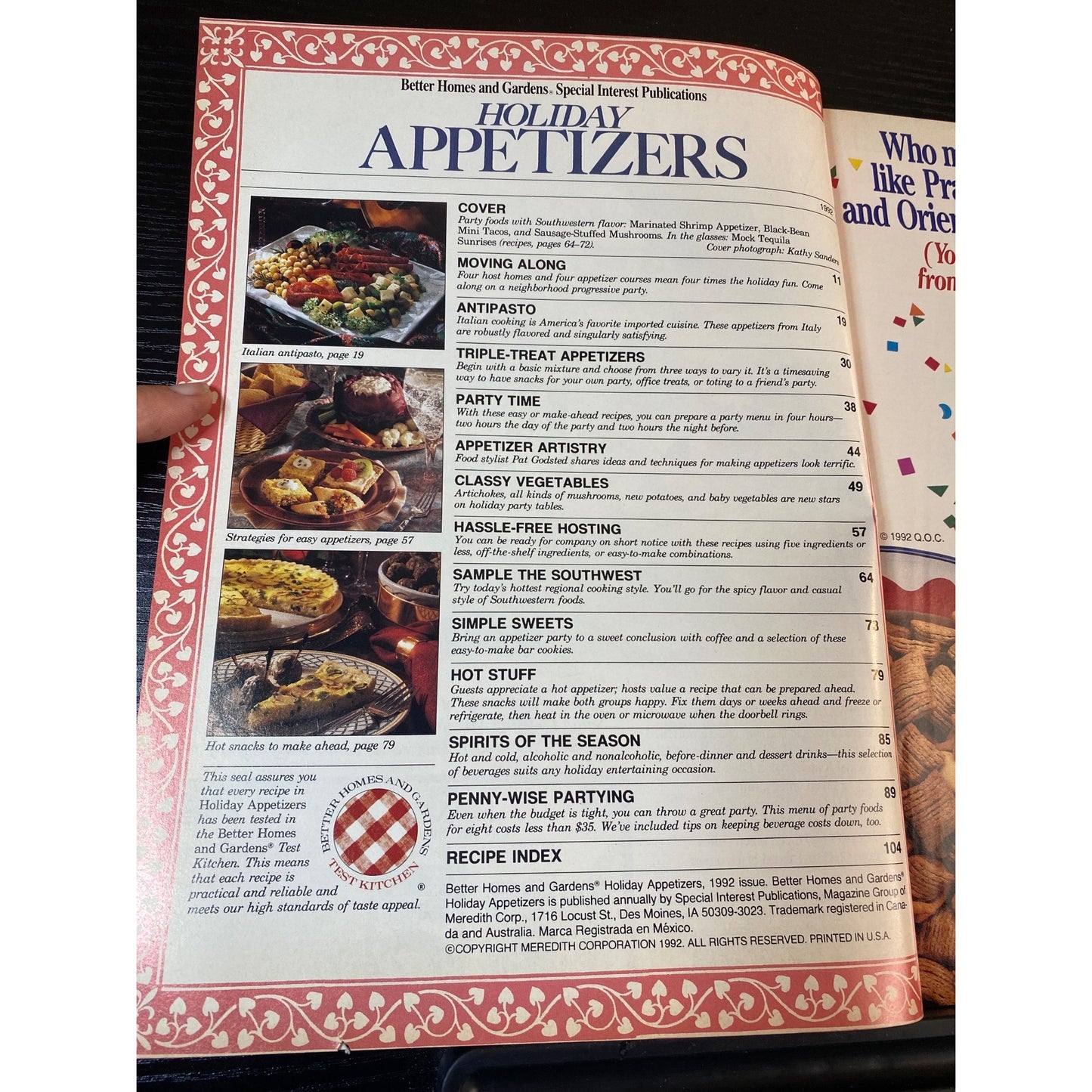 Better Homes And Gardens Magazine 1992 Holiday Appetizers Party Foods