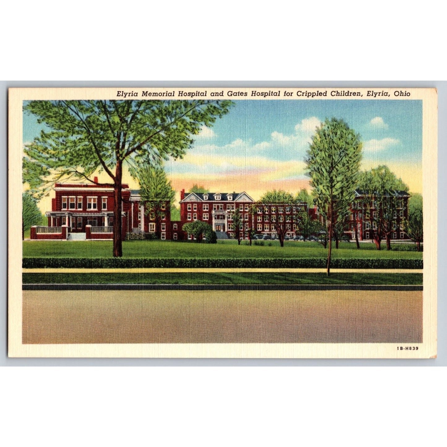 Elyria OH Ohio Memorial Hospital & Gates Hospital White Border Postcard Unused