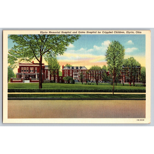 Elyria OH Ohio Memorial Hospital & Gates Hospital White Border Postcard Unused