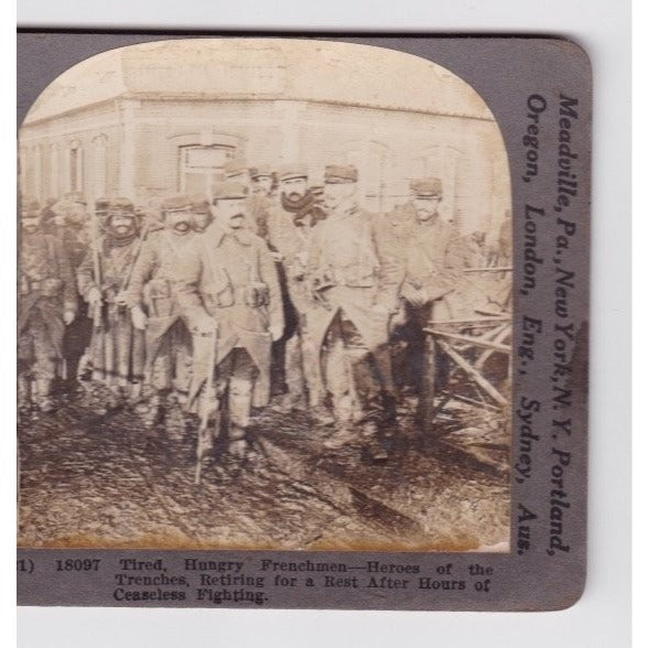 Heroes of the Trenches Retiring for a Rest Stereoview Keystone View Co. WWI