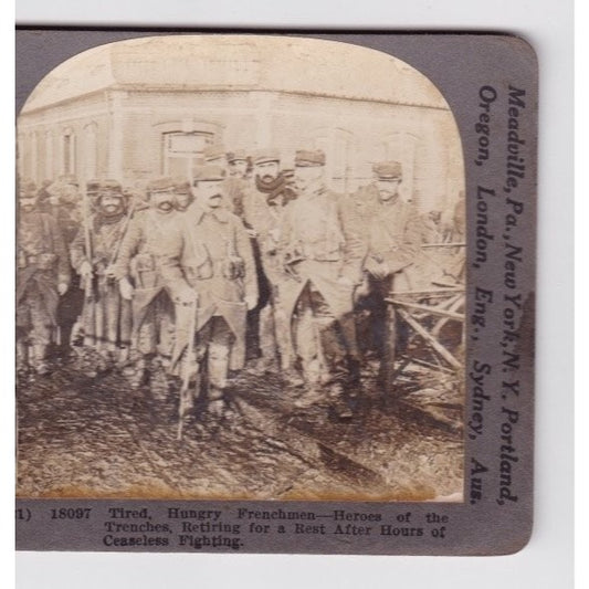 Heroes of the Trenches Retiring for a Rest Stereoview Keystone View Co. WWI