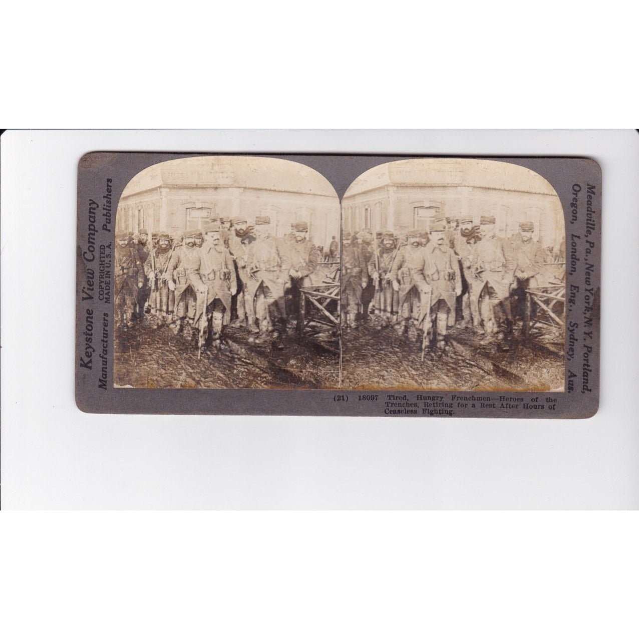 Heroes of the Trenches Retiring for a Rest Stereoview Keystone View Co. WWI