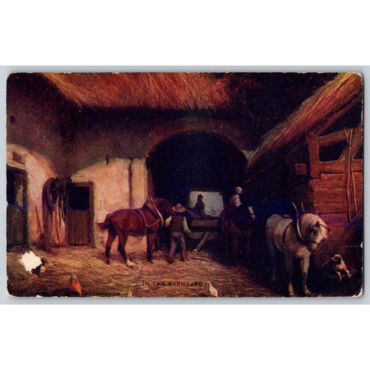 In The Barnyard with Horses Artist H Carpenter 1906 Undivided Back Postcard Used