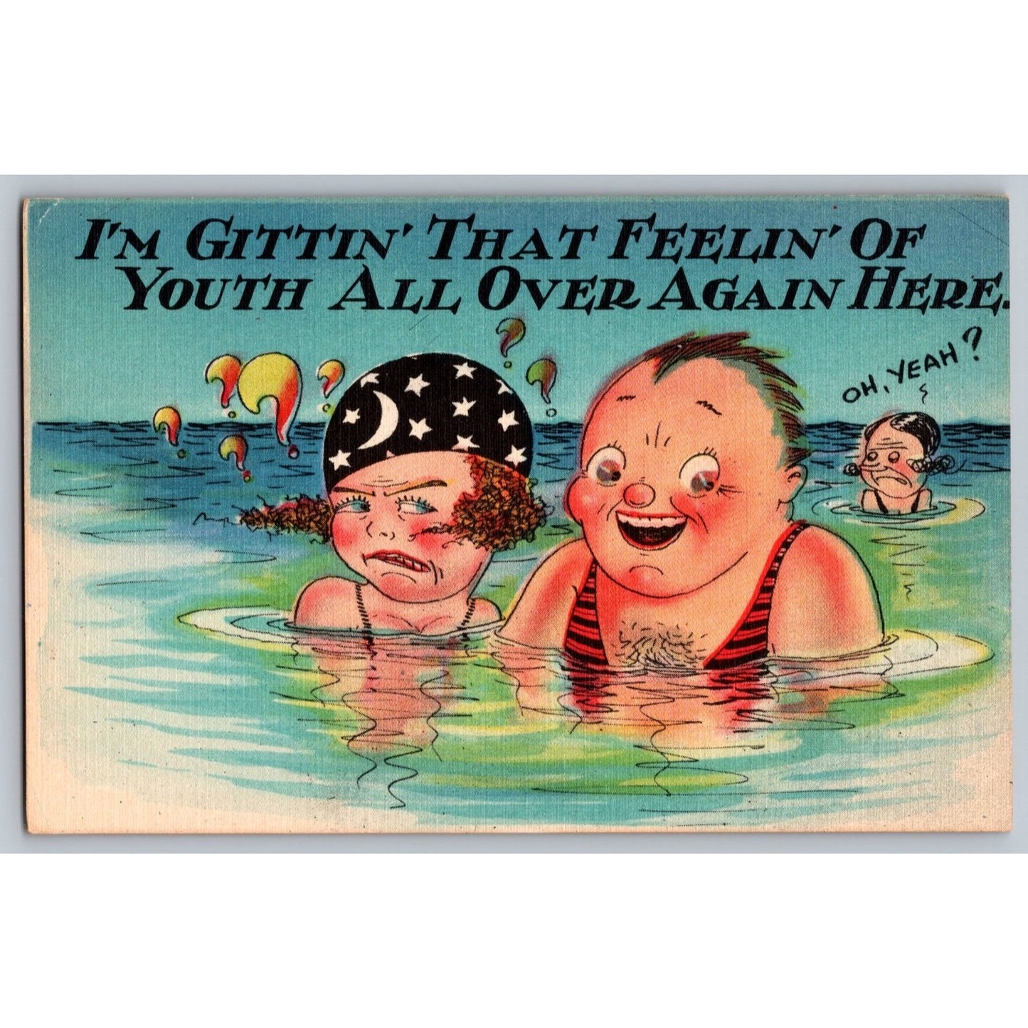 Comic Humorous Postcard I'm Gittin' That Feelin' of Youth All Over Again Linen