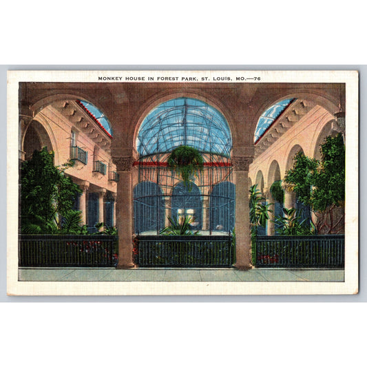 St Louis MO Missouri Forest Park Monkey House White Border Chrome E.C. Kropp Co