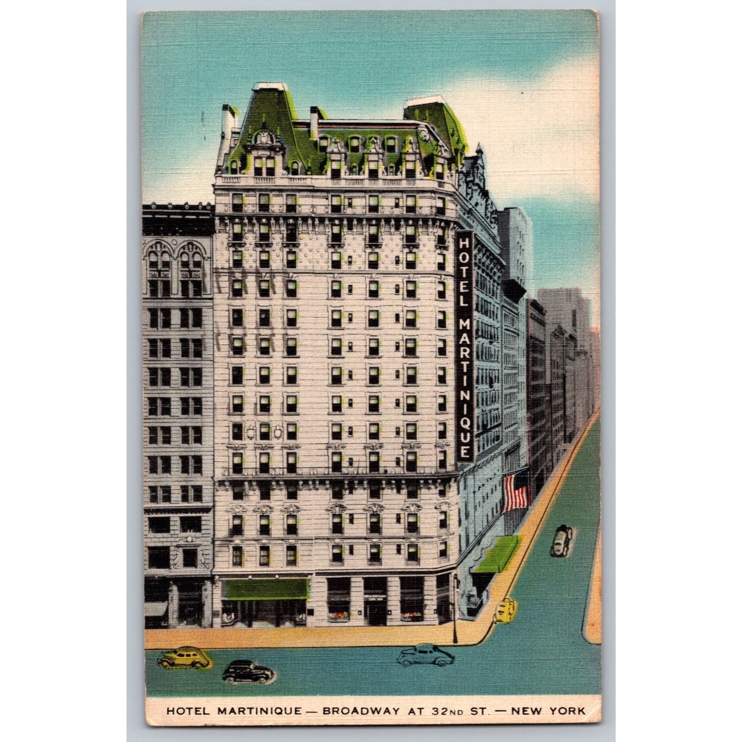 New York City NY Hotel Martinique Broadway 32nd St Linen Postcard Used