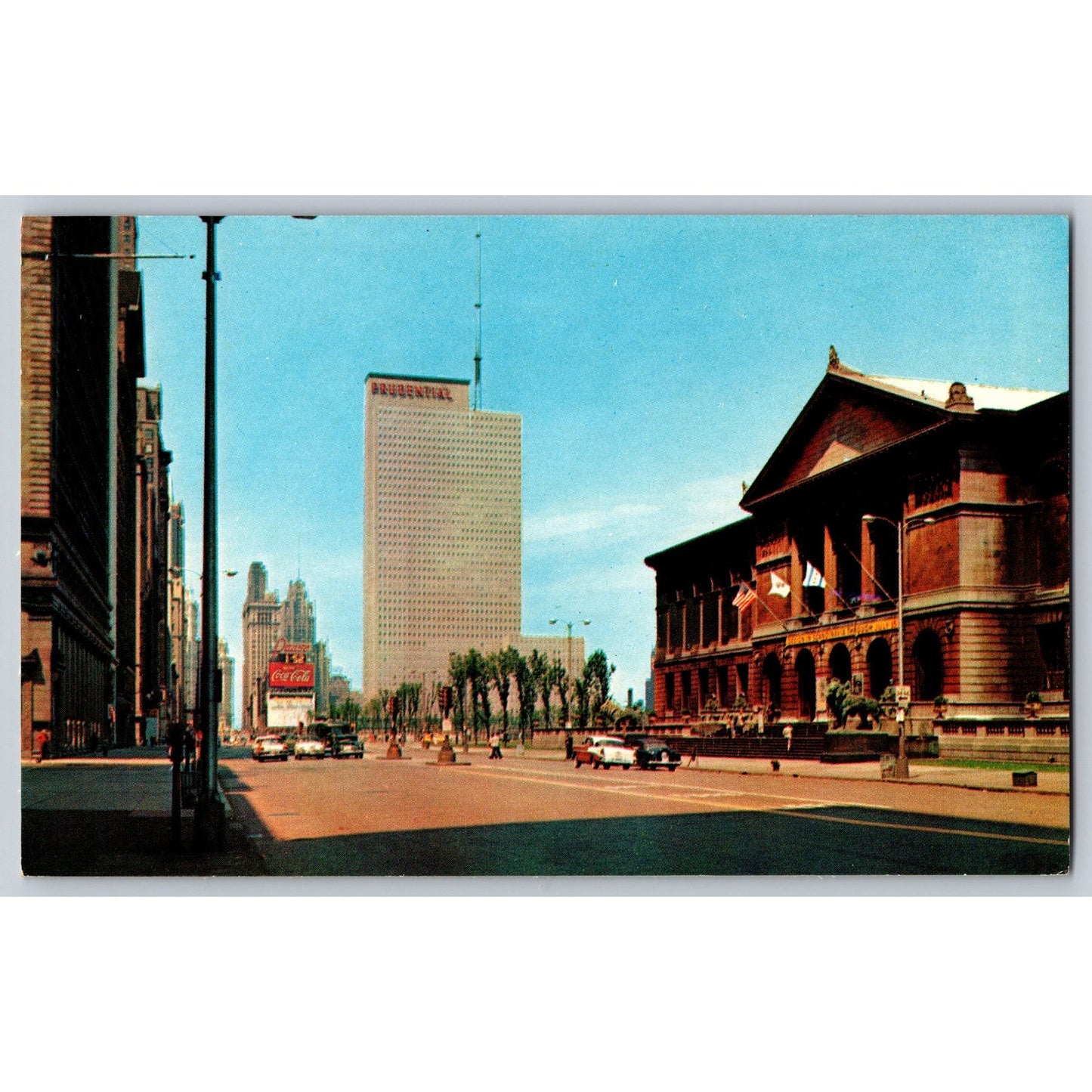 Chicago IL Illinois Michigan Avenue Prudential Building Art Institute Postcard