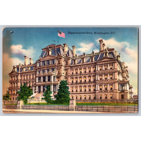 Postcard DC Washington Department Of State Linen Used with stamp 1952