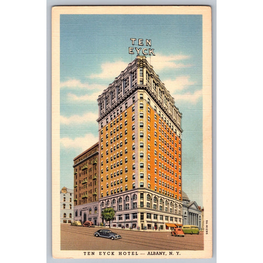 Albany NY Ten Eyck Hotel 1930s Linen Postcard Unused Art-Colortone